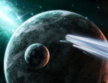 Meteorite attack the planet - space HD wallpaper