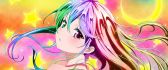 Anime girl - colorful background full of stars