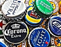Collection of beer caps HD wallpaper