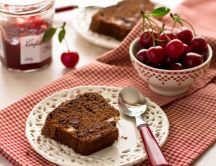 Delicious breakfast - cherry jam