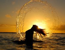 Girl playing in the water - beautiful HD wallpaper