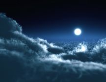 The moon is hiding above the clouds