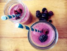 Delicious raspberry milkshake - fresh summer drink