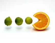 Orange pacman eating the limes - funny HD wallpaper
