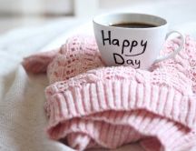 Good morning happy day - delicious cup of coffee