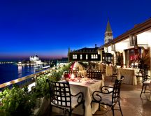 Romantic terrace in Venice - Italy - dinner time