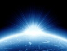Blue light under the planet Earth - HD space blue, wallpaper