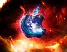 Ice apple and fire background - HD wallpaper