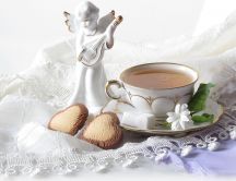 Good morning angel - delicious tea and sweet heart cookies