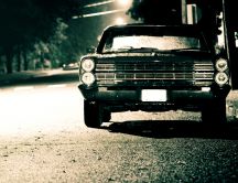 Old car on the road in the night - HD wallpaper