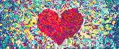 Pieces of colored paper - red heart shape