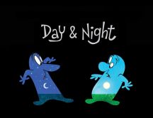 Funny mascots - day and night HD wallpaper