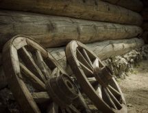 Huge wooden wheels - wonderful art