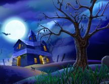 Scary Halloween night - beautiful drawing