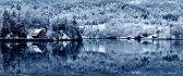 Beautiful white nature - mirror in the lake