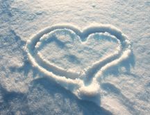 I love winter - heart drawing in the snow