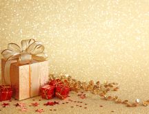 Christmas gift boxes - golden background