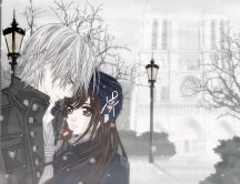Anime lovers in the park - romantic winter time