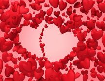 Lots of red hearts on the wall - Happy Valentines Day