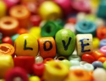 Delicious coloured Love candies - sweet moment