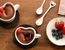 Chocolate cake with fruits - delicious breakfast