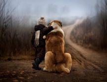 Child and a lovely dog - HD Nature wallpaper