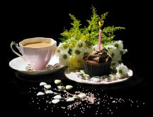 Happy birthday - coffee and delicious muffin