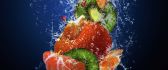 Cocktail fruits in the fresh water - HD macro wallpaper