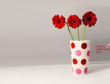 Three beautiful red flowers - Happy Valentines Day