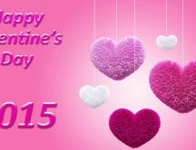 Happy Valentines Day - Pink and white fluffy hearts
