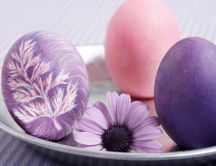 Art purple design on a Easter Egg - Happy Holiday