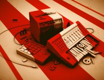 Vintage red and white radio - HD wallpaper