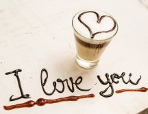 Latte Macchiato with chocolate heart - I love you
