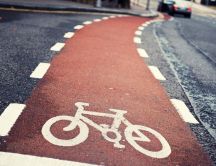 Red road only for bicycles - spend your day doing sport