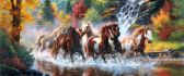 Beautiful horses running in river waters