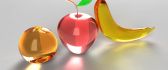 Glass fruits: banana, apple and orange - Abstract wallpaper