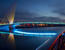 William R Bennett Bridge illuminates at night