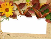 Art and Design - Flowers and colored leaves on the paper