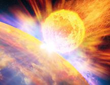 A fiery meteorite near the earth planet - Apocalypse