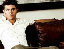 American actor Zac Efron with white shirt