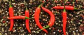 Hot red chili and black peppercorns