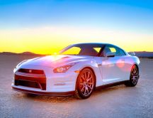 White Nissan GT-R in the sunlight