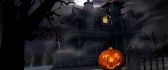 Haunted castle on the Halloween night - The pumpkin