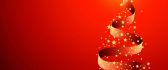 Beautiful Christmas tree - ribbon and golden stars