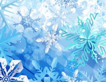 Blue winter wallpaper - lots of snowflakes
