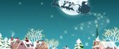 Santa Claus and reindeers - fly over the village