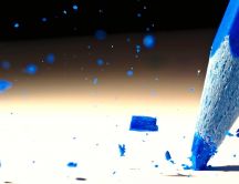 Frozen blue coloured pencil broken - Macro HD wallpaper