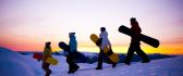 Friends on the snowboard - winter sport time