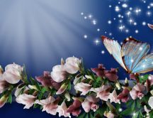 Digital art design - flowers and butterflies