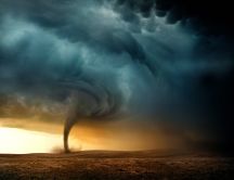 Furious storm - tornado in the desert